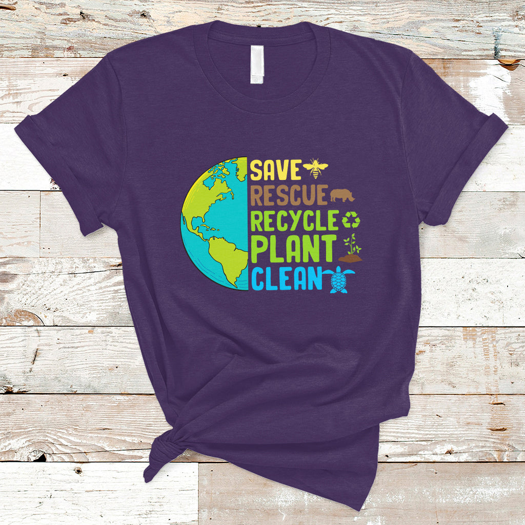Earth Day T Shirt Save Bees Rescue Animals Recycle Plant Tree Planet Earth Day - Wonder Print Shop