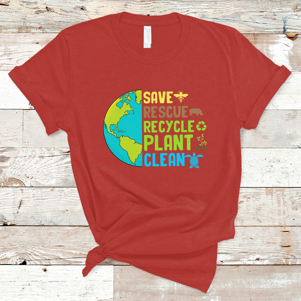 Earth Day T Shirt Save Bees Rescue Animals Recycle Plant Tree Planet Earth Day - Wonder Print Shop