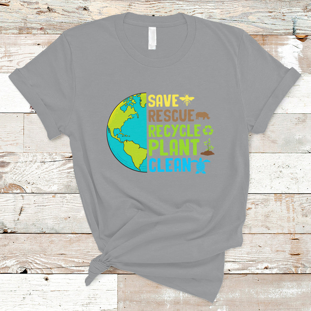 Earth Day T Shirt Save Bees Rescue Animals Recycle Plant Tree Planet Earth Day - Wonder Print Shop