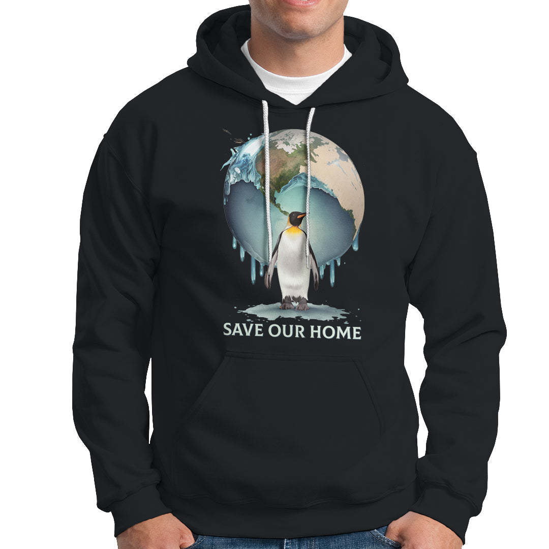 Earth Day Hoodie Animal Wildlife Conservation Penguin Save Our Home Earth Day - Wonder Print Shop
