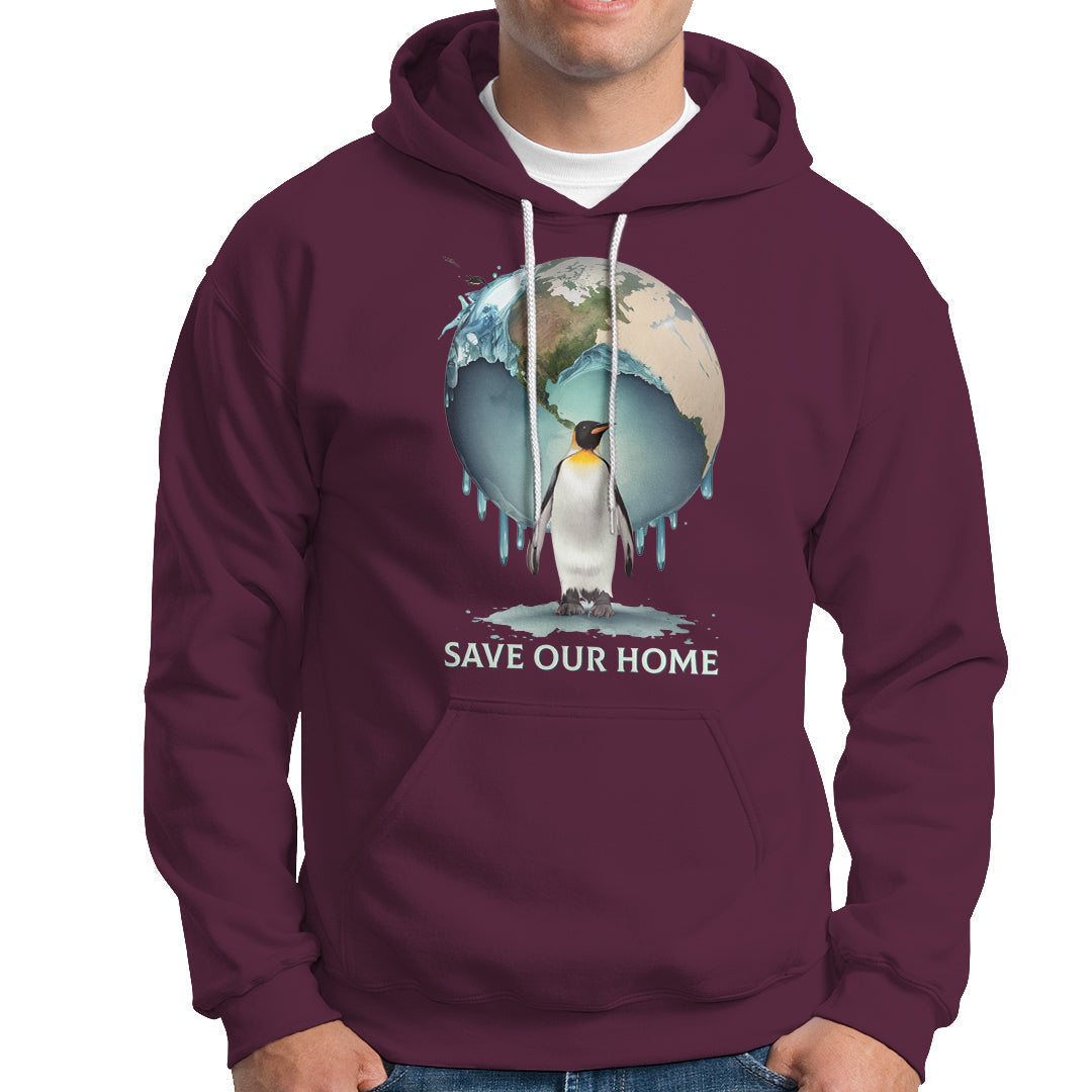 Earth Day Hoodie Animal Wildlife Conservation Penguin Save Our Home Earth Day - Wonder Print Shop