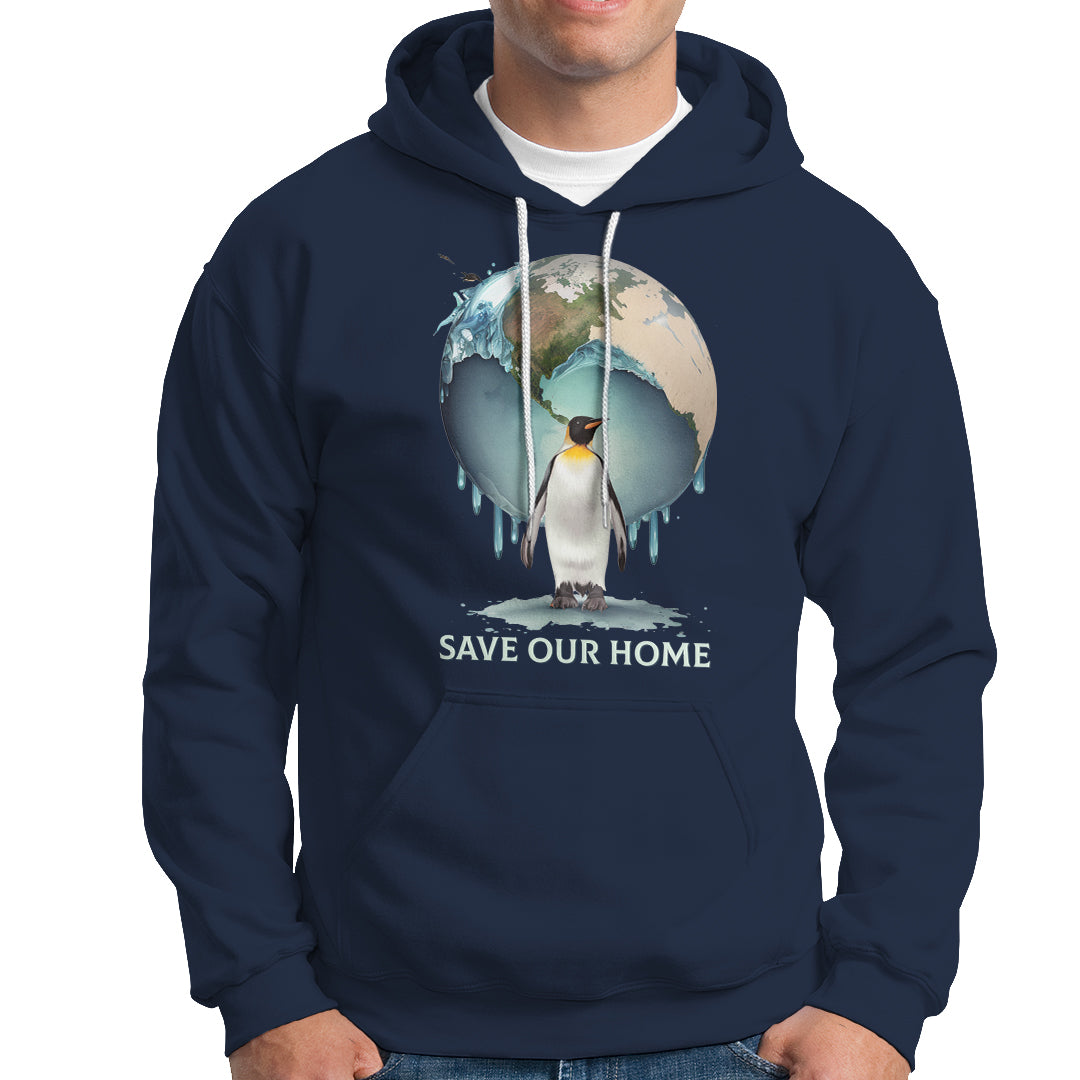 Earth Day Hoodie Animal Wildlife Conservation Penguin Save Our Home Earth Day - Wonder Print Shop