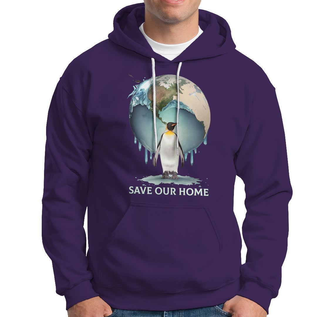 Earth Day Hoodie Animal Wildlife Conservation Penguin Save Our Home Earth Day - Wonder Print Shop