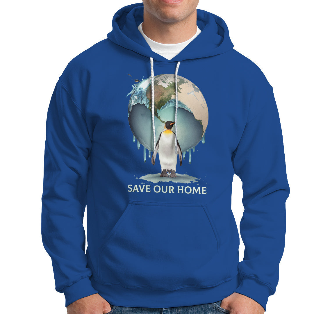 Earth Day Hoodie Animal Wildlife Conservation Penguin Save Our Home Earth Day - Wonder Print Shop
