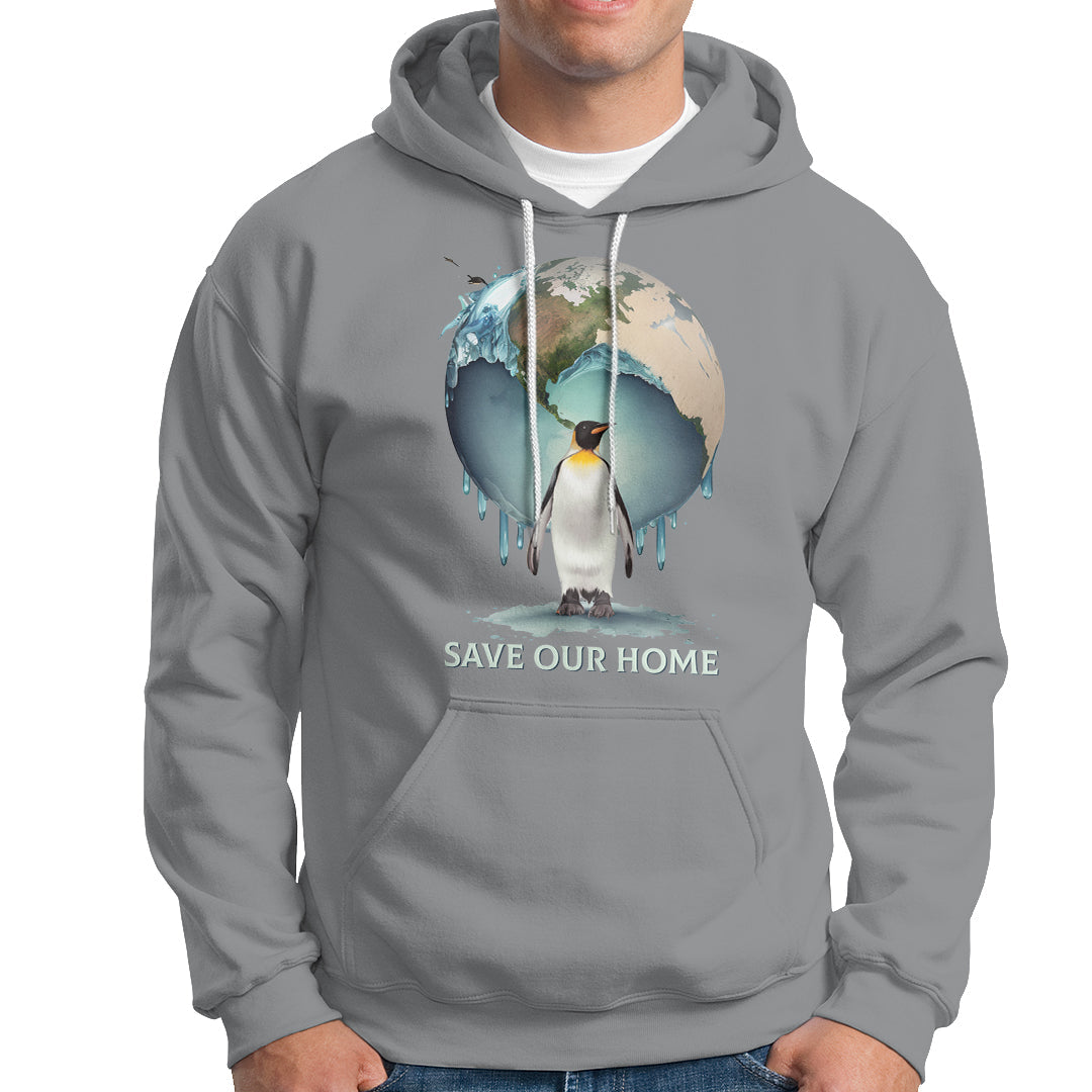 Earth Day Hoodie Animal Wildlife Conservation Penguin Save Our Home Earth Day - Wonder Print Shop