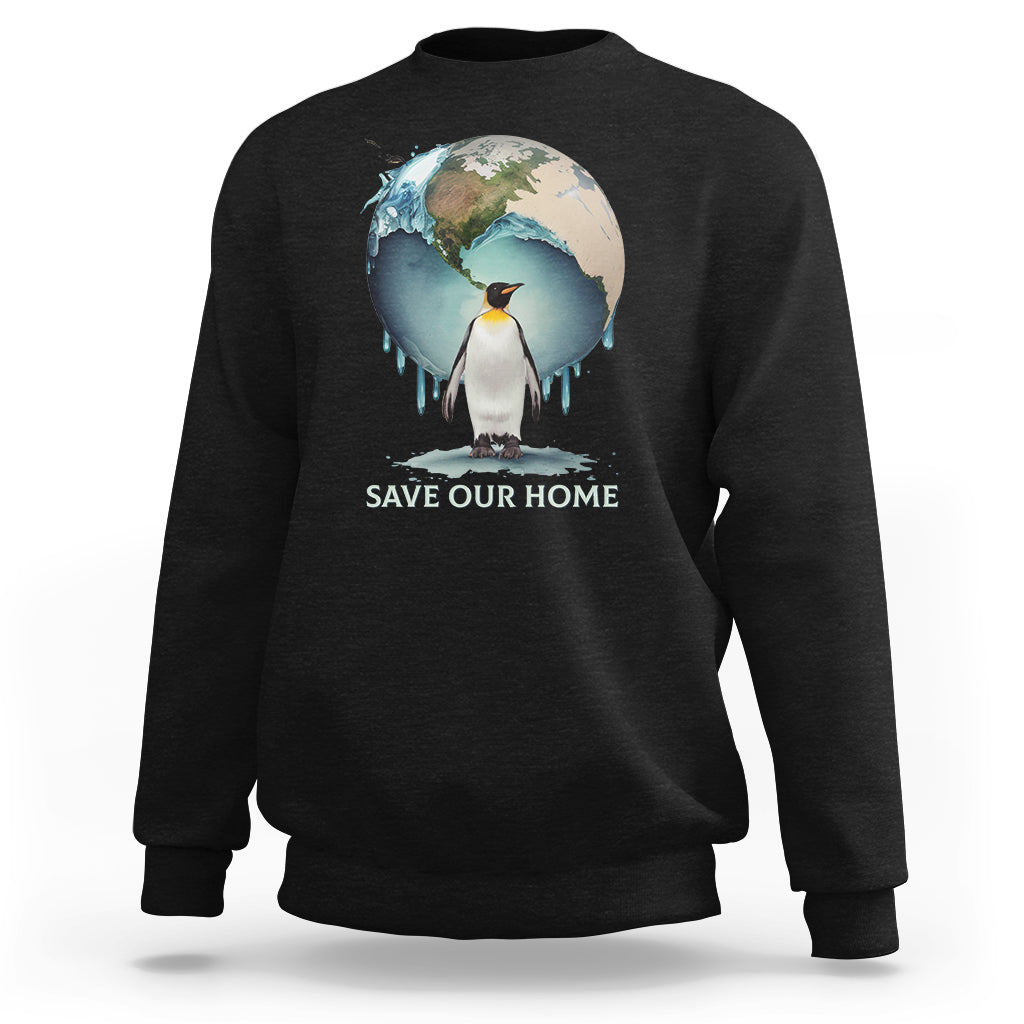 Earth Day Sweatshirt Animal Wildlife Conservation Penguin Save Our Home Earth Day - Wonder Print Shop