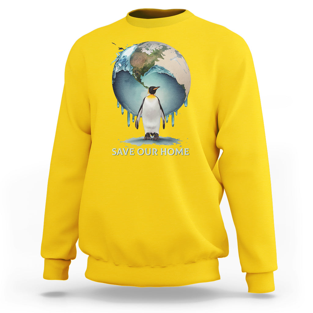 Earth Day Sweatshirt Animal Wildlife Conservation Penguin Save Our Home Earth Day - Wonder Print Shop