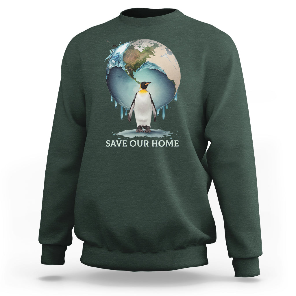 Earth Day Sweatshirt Animal Wildlife Conservation Penguin Save Our Home Earth Day - Wonder Print Shop