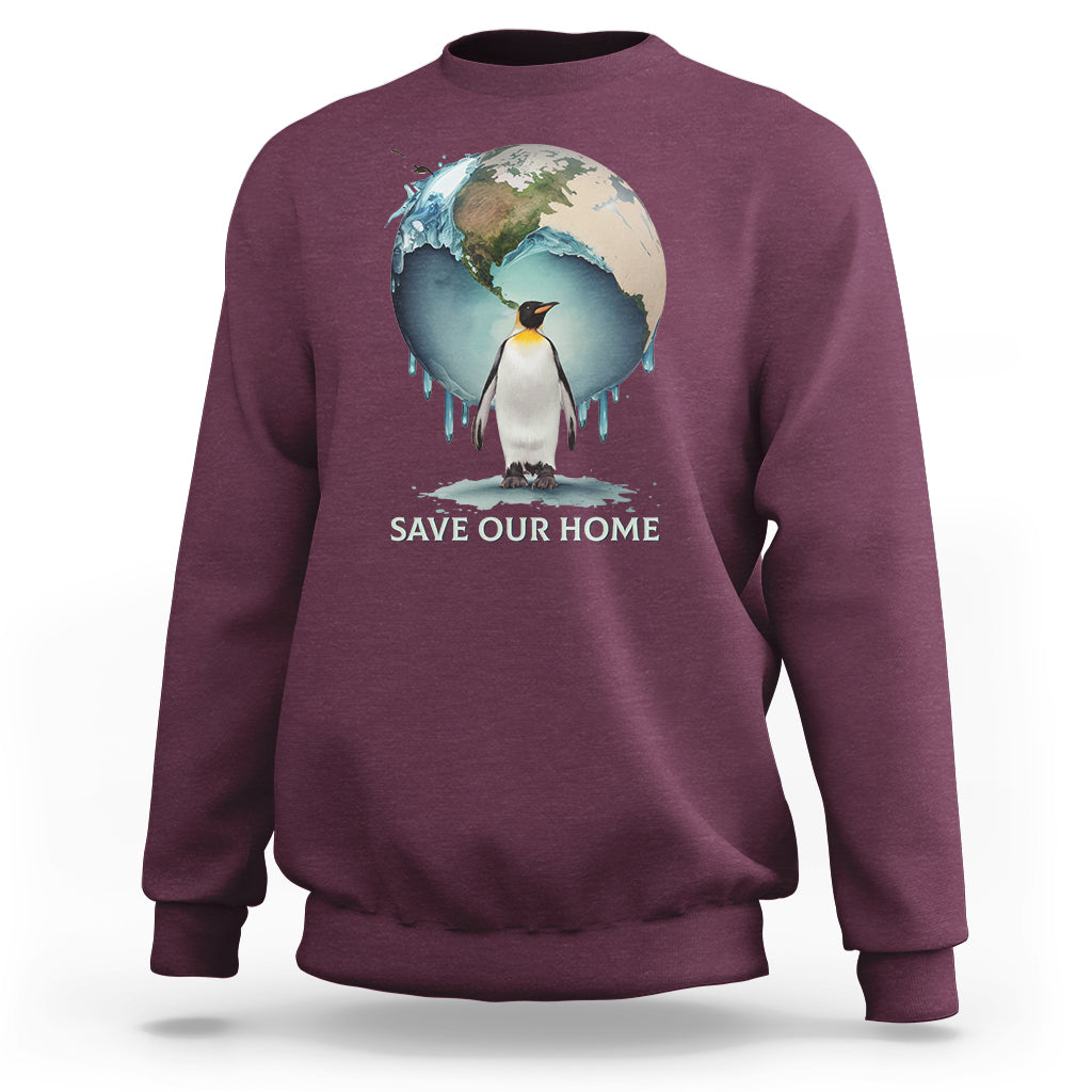 Earth Day Sweatshirt Animal Wildlife Conservation Penguin Save Our Home Earth Day - Wonder Print Shop
