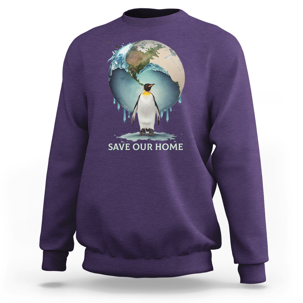Earth Day Sweatshirt Animal Wildlife Conservation Penguin Save Our Home Earth Day - Wonder Print Shop