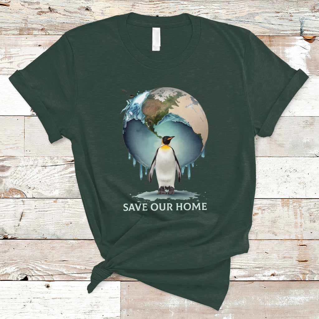 Earth Day T Shirt Animal Wildlife Conservation Penguin Save Our Home Earth Day - Wonder Print Shop