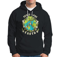 Black Earth-themed graphic hoodie with front pocket and white drawstring hood