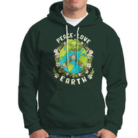 Dark forest green Earth-themed graphic hoodie with front pocket and white drawstring hood