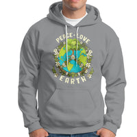 Sport gray Earth-themed graphic hoodie with front pocket and white drawstring hood
