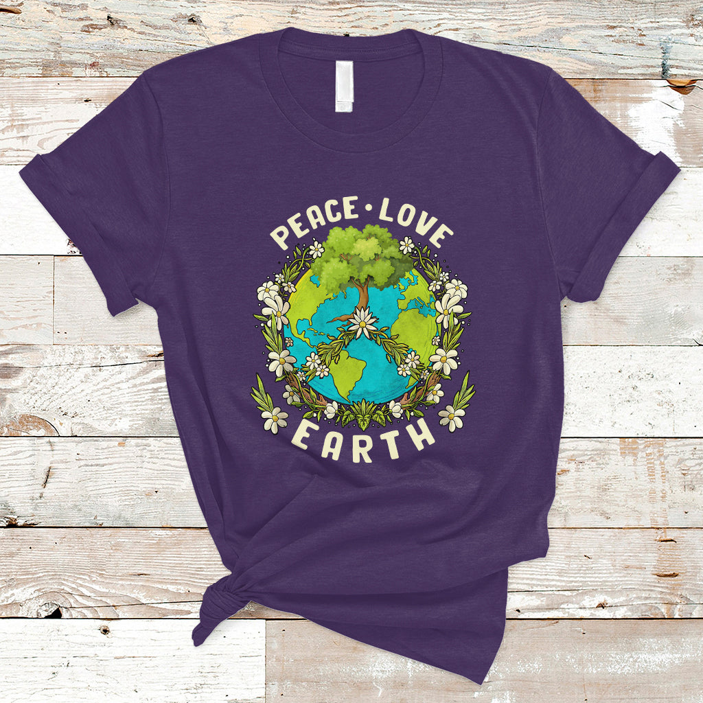 Earth Day T Shirt Peace Love Earth Happy Earth Day Plant More Trees Go Planet - Wonder Print Shop