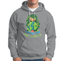 Sport gray Earth Day hoodie with front pocket and “I Speak for the Earth” graphic