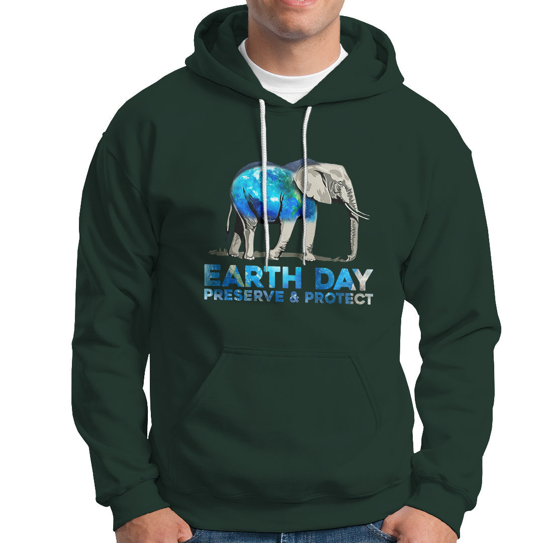 Earth Day Hoodie Animals Wildlife Elephant Conservation Earth Day - Wonder Print Shop