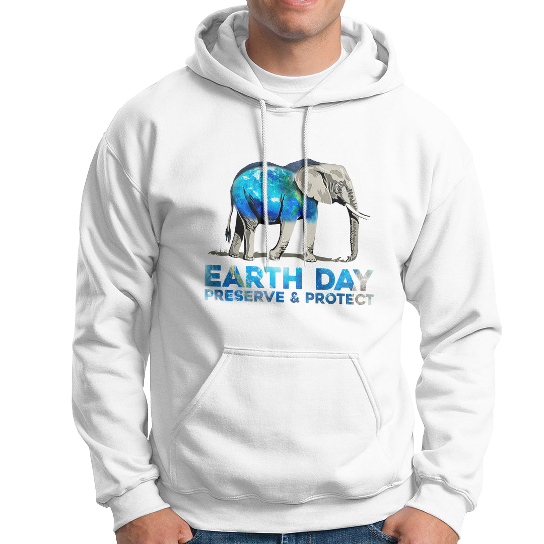 Earth Day Hoodie Animals Wildlife Elephant Conservation Earth Day - Wonder Print Shop