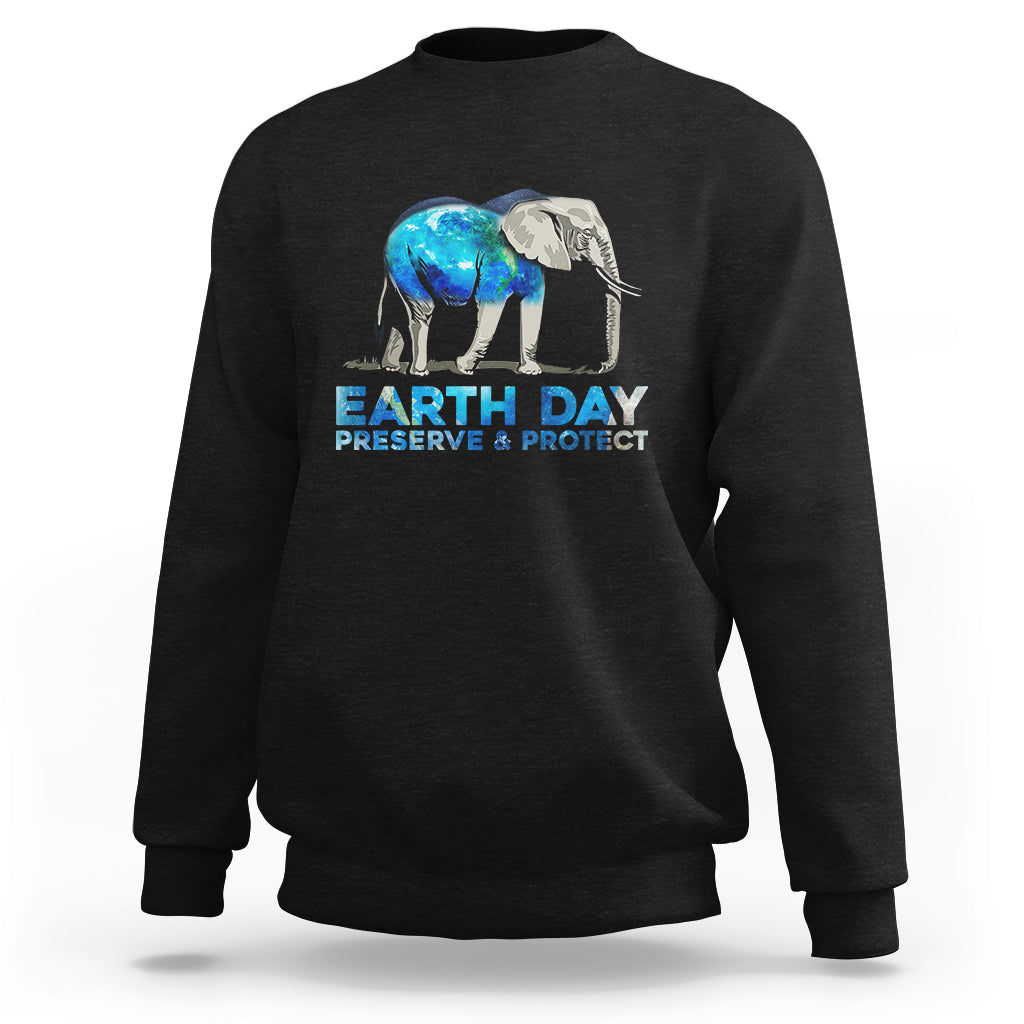 Earth Day Sweatshirt Animals Wildlife Elephant Conservation Earth Day - Wonder Print Shop