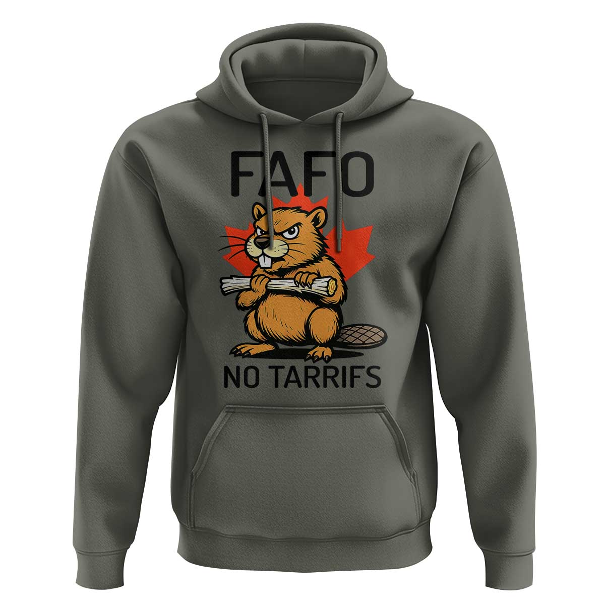 No Tariffs Canada Hoodie Never 51st State Canadian Beaver