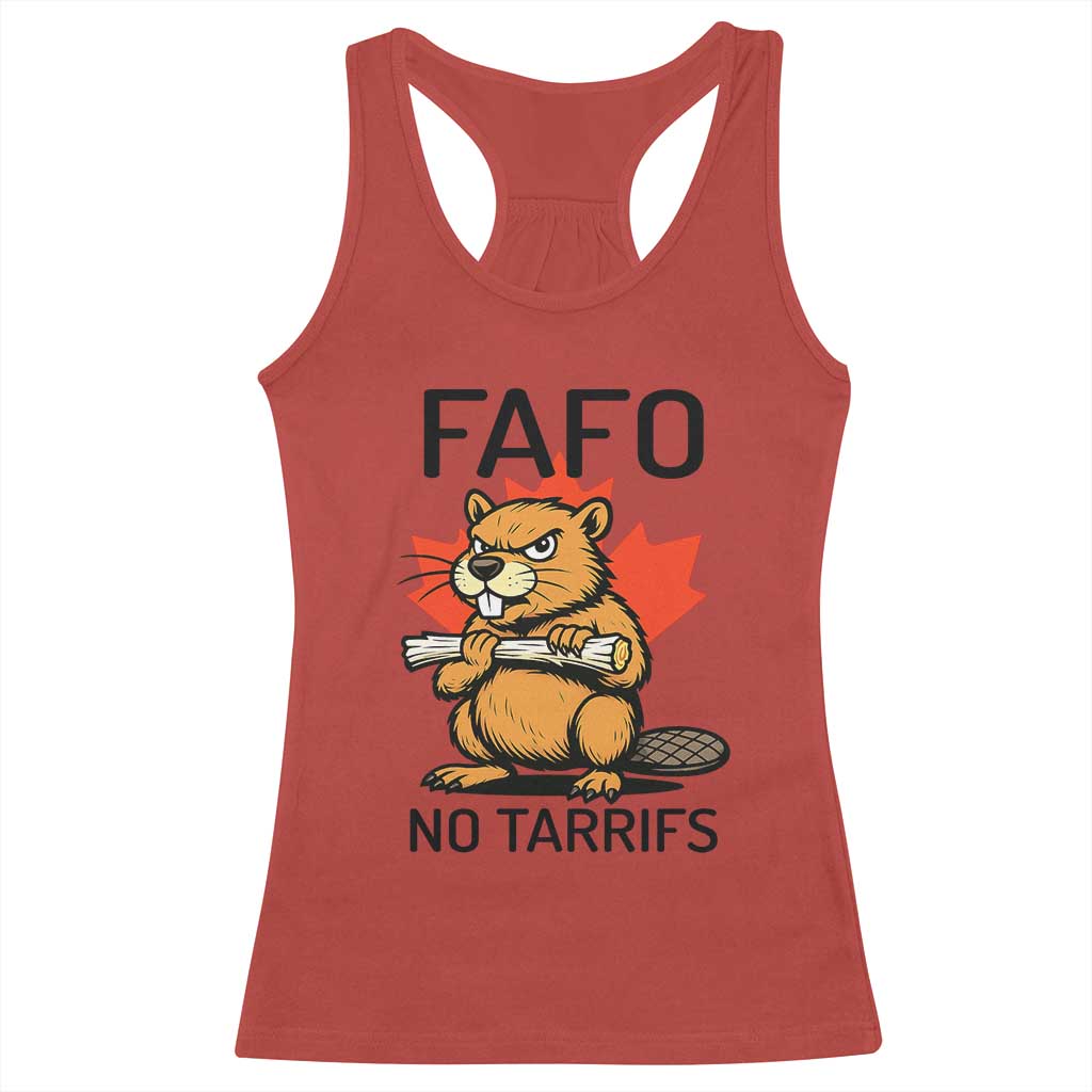 No Tariffs Canada Racerback Tank Top Never 51st State Canadian Beaver