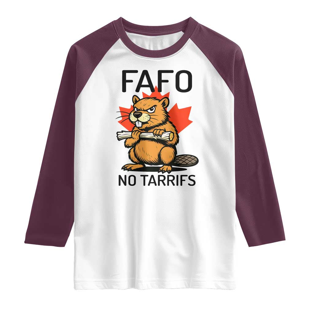 No Tariffs Canada Raglan Shirt Never 51st State Canadian Beaver
