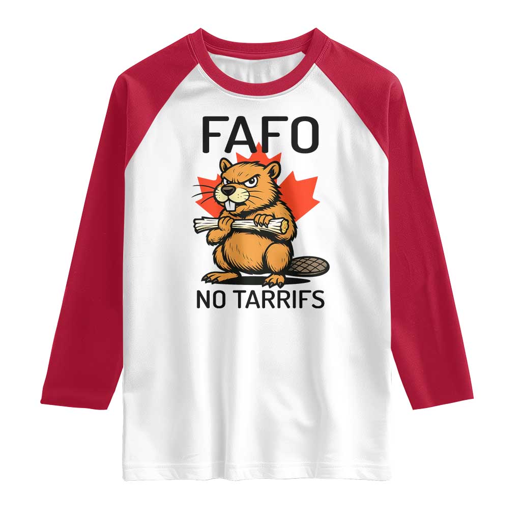 No Tariffs Canada Raglan Shirt Never 51st State Canadian Beaver
