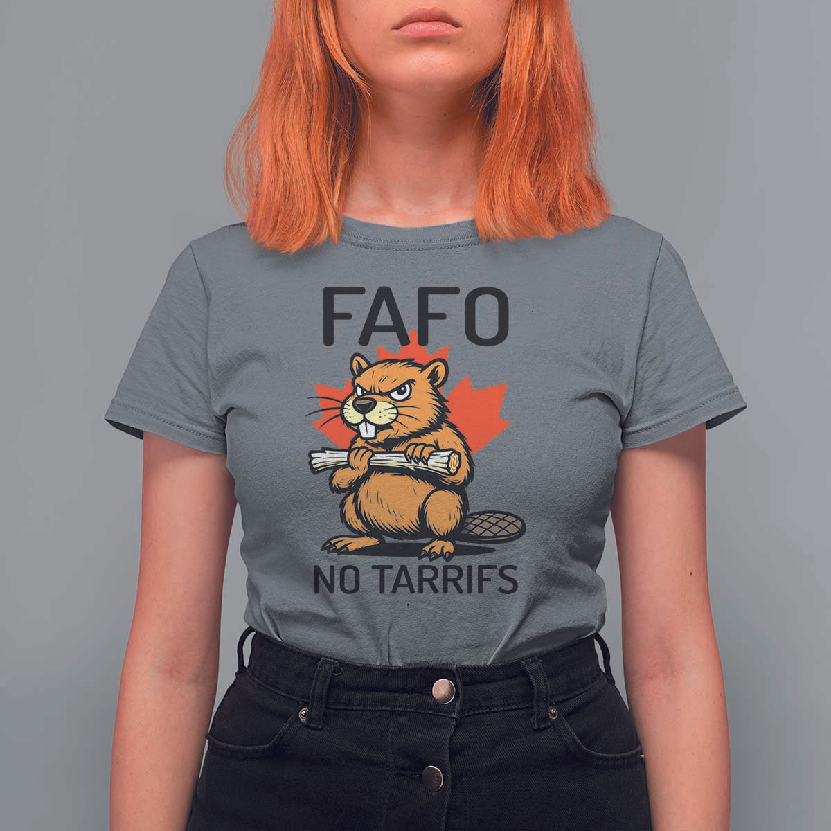 No Tariffs Canada T Shirt For Women Never 51st State Canadian Beaver