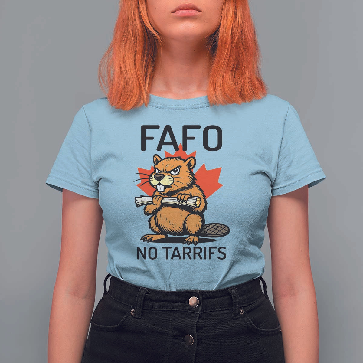 No Tariffs Canada T Shirt For Women Never 51st State Canadian Beaver