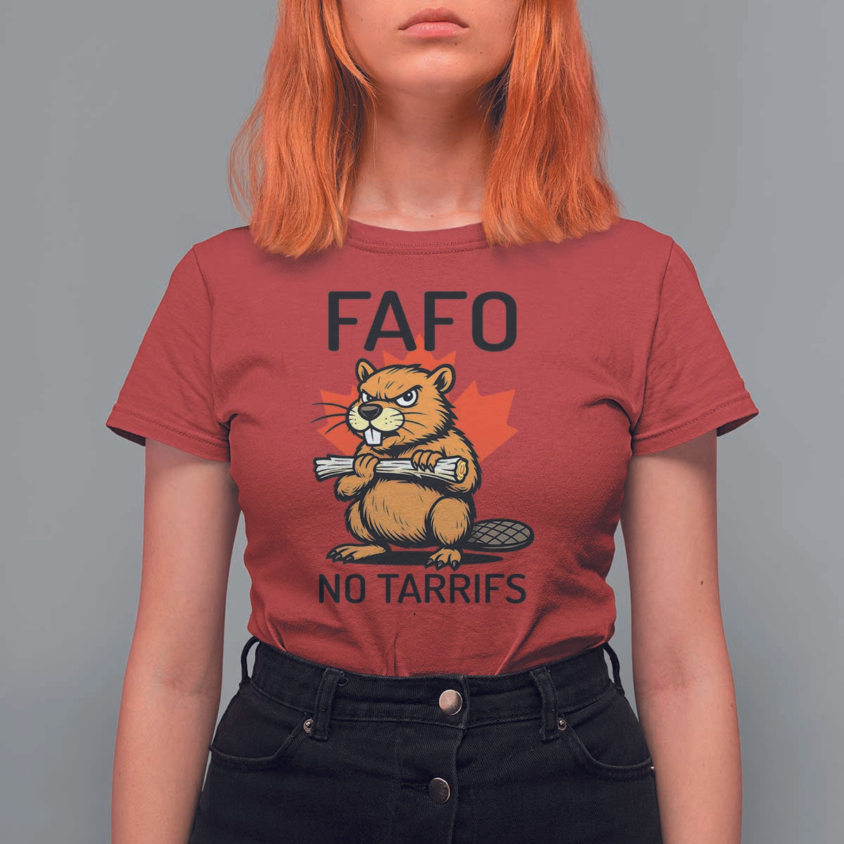 No Tariffs Canada T Shirt For Women Never 51st State Canadian Beaver