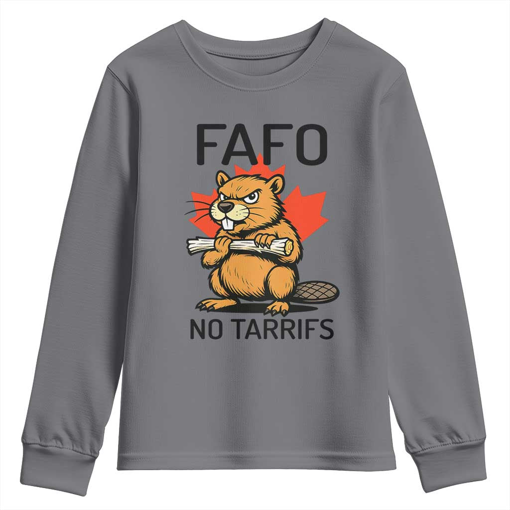 No Tariffs Canada Youth Sweatshirt Never 51st State Canadian Beaver