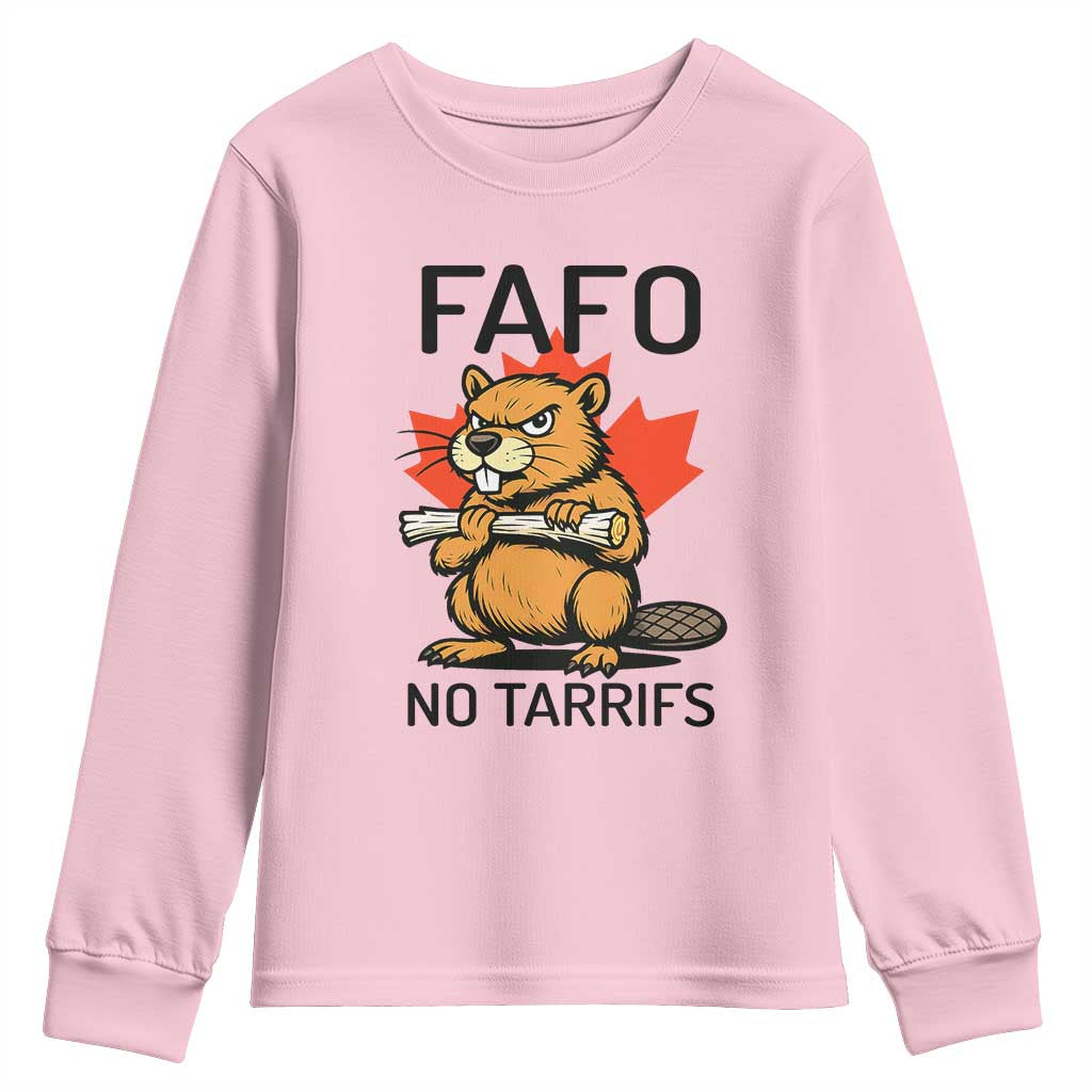 No Tariffs Canada Youth Sweatshirt Never 51st State Canadian Beaver