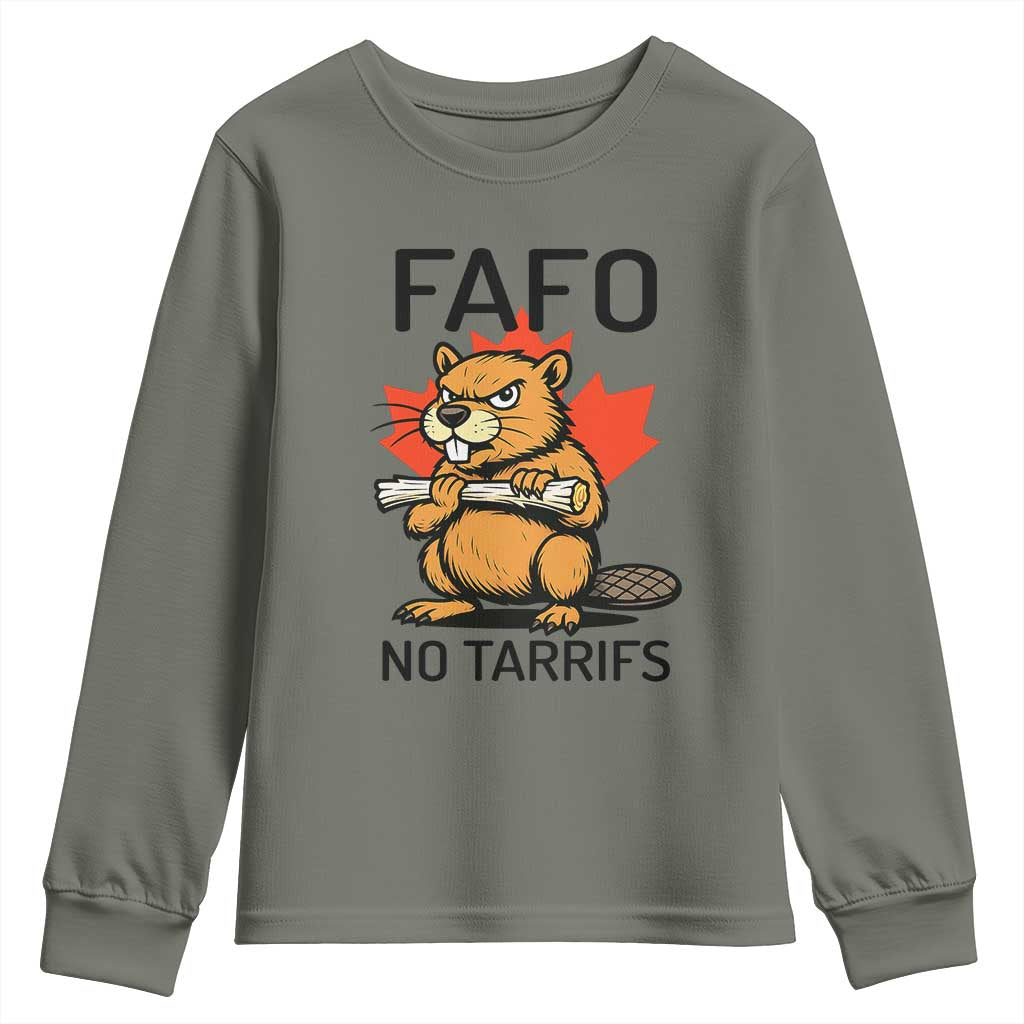 No Tariffs Canada Youth Sweatshirt Never 51st State Canadian Beaver