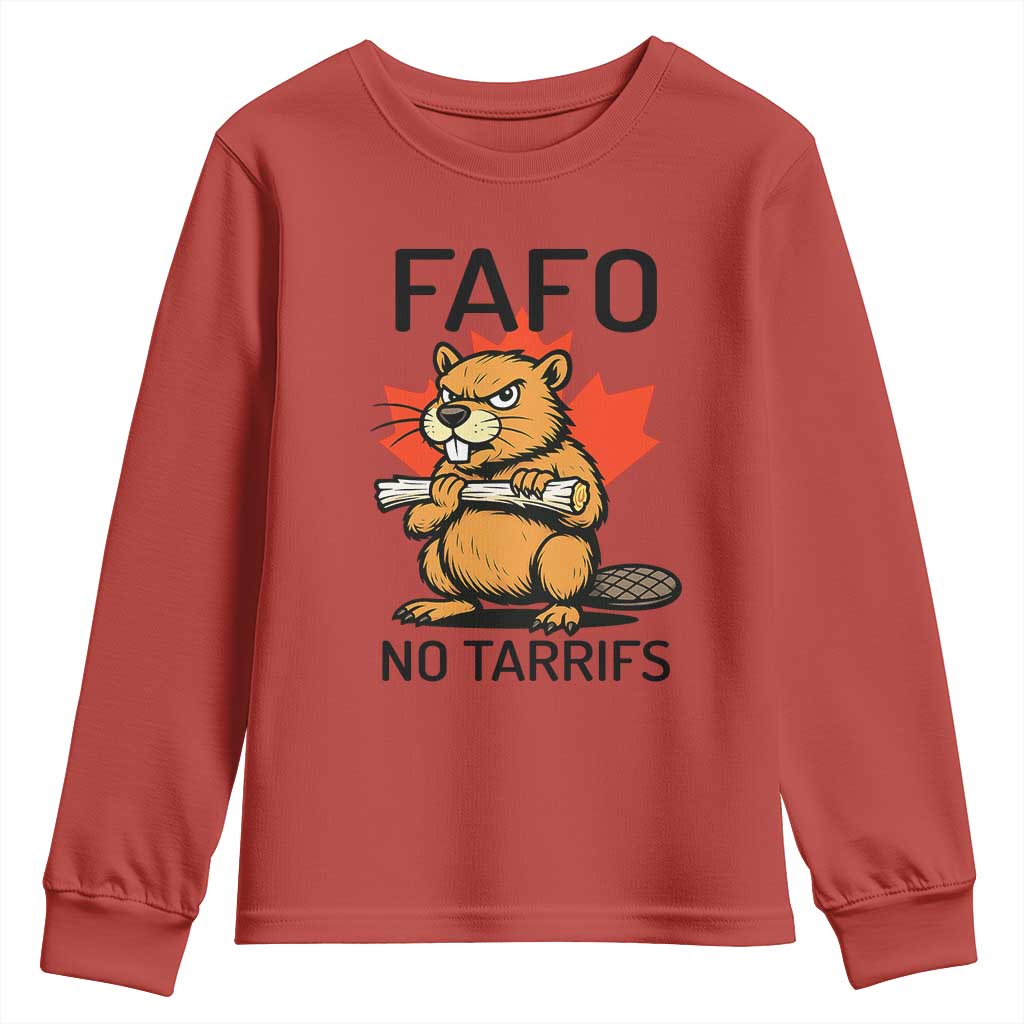 No Tariffs Canada Youth Sweatshirt Never 51st State Canadian Beaver