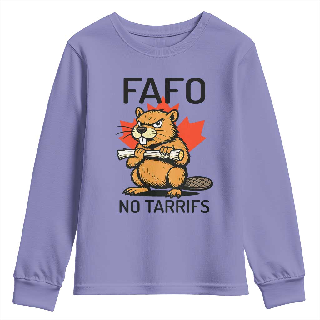 No Tariffs Canada Youth Sweatshirt Never 51st State Canadian Beaver