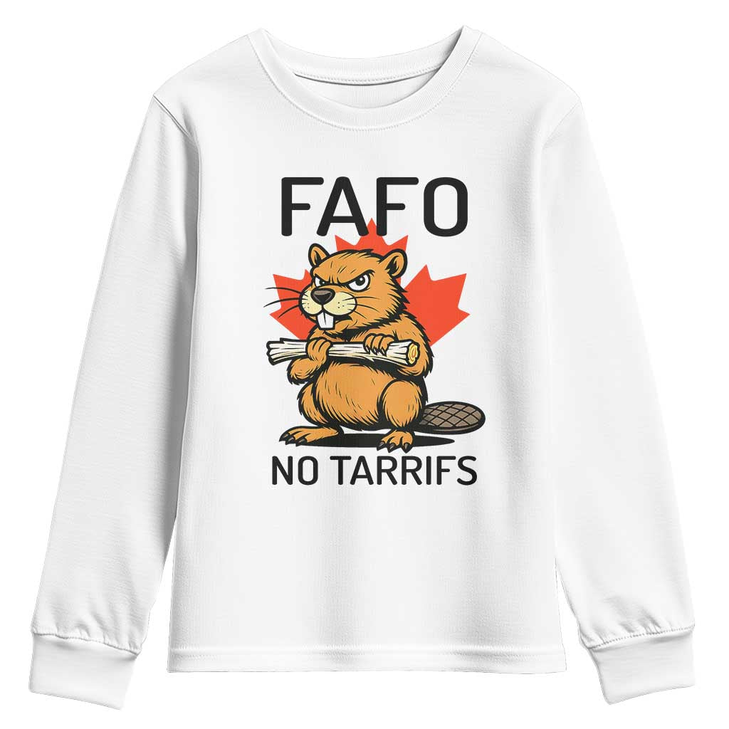 No Tariffs Canada Youth Sweatshirt Never 51st State Canadian Beaver