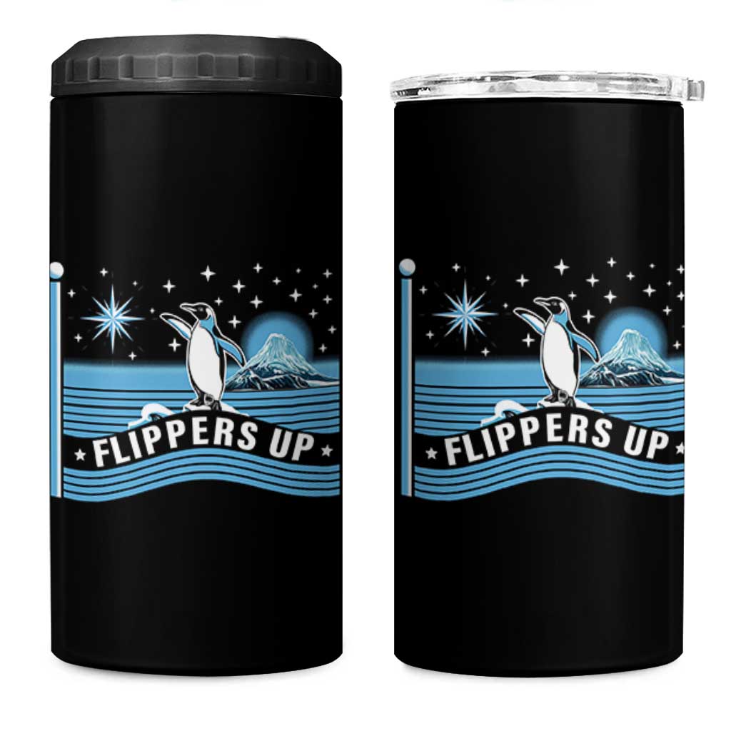 Funny Penguin Resist 4 in 1 Can Cooler Tumbler Heard Island Flippers Up I Stand With Penguins
