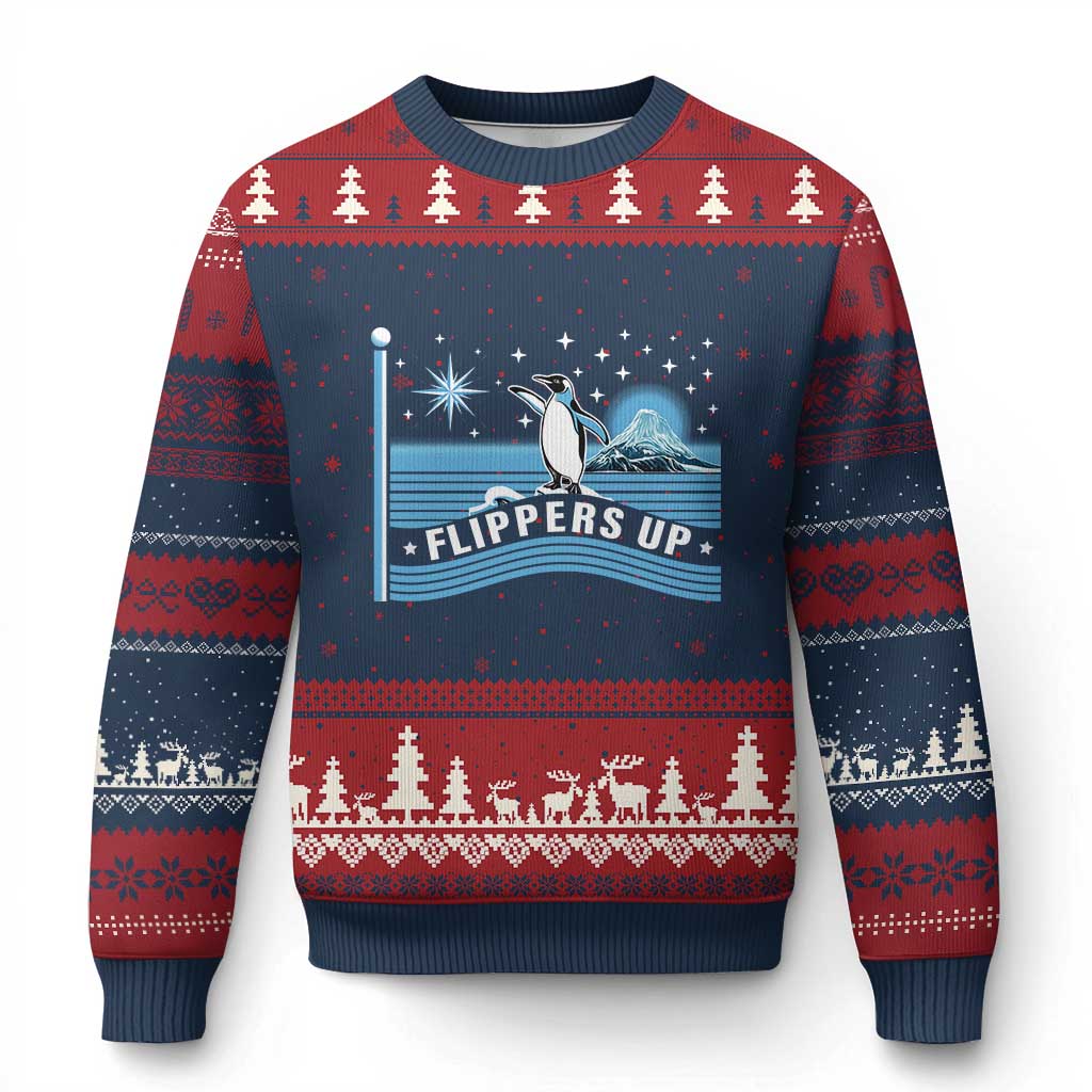 Funny Penguin Resist Ugly Christmas Sweater Heard Island Flippers Up I Stand With Penguins - Wonder Print Shop