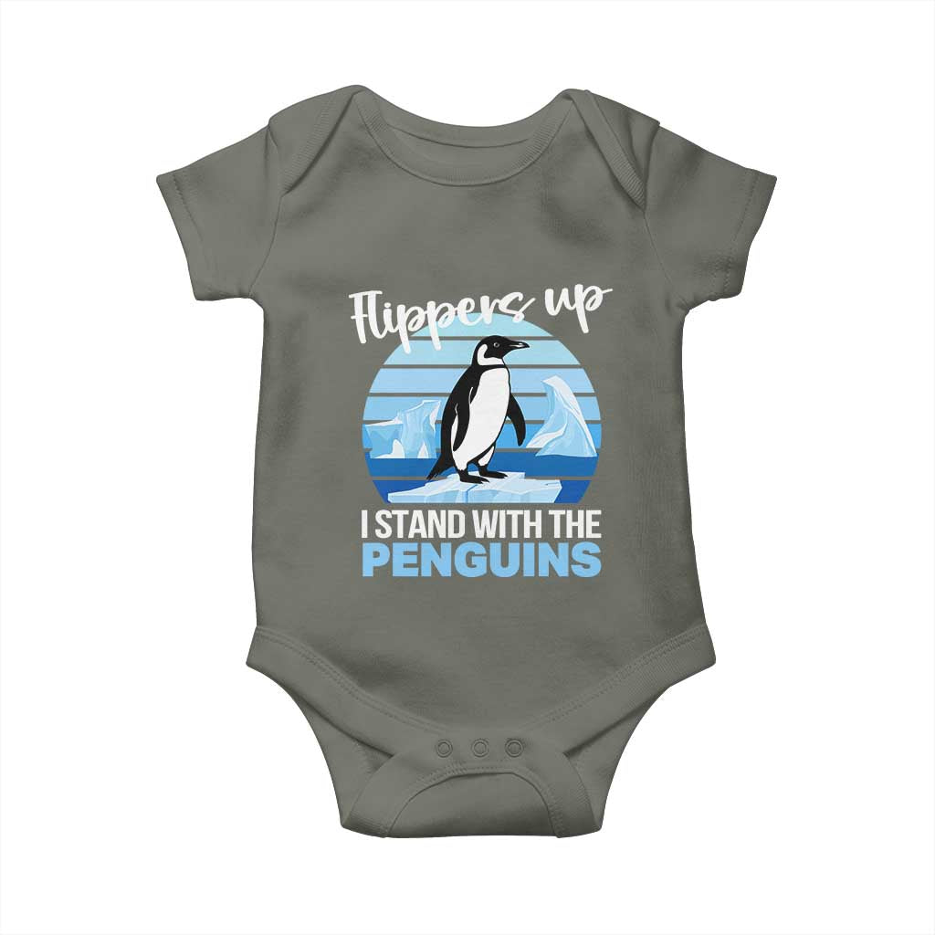 Funny Penguin Resist Baby Onesie Flippers Up I Stand With The Penguins