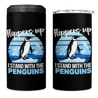 Funny Penguin Resist 4 in 1 Can Cooler Tumbler Flippers Up I Stand With The Penguins