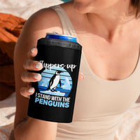 Funny Penguin Resist 4 in 1 Can Cooler Tumbler Flippers Up I Stand With The Penguins