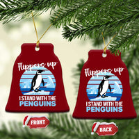 Funny Penguin Resist Ceramic Ornament Flippers Up I Stand With The Penguins - Wonder Print Shop