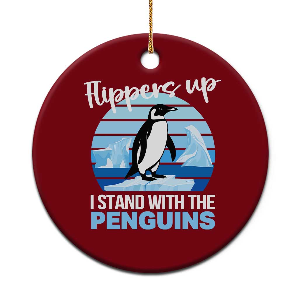 Funny Penguin Resist Ceramic Ornament Flippers Up I Stand With The Penguins - Wonder Print Shop