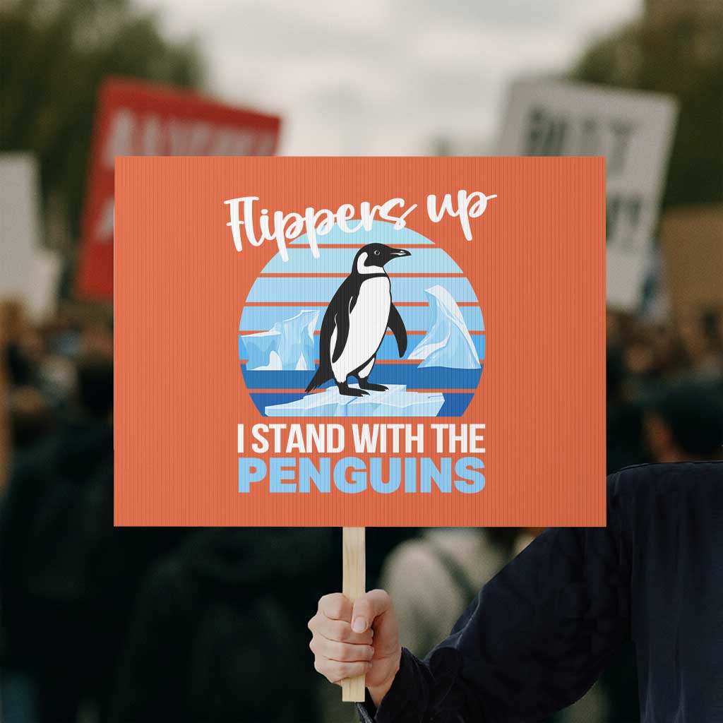 Funny Penguin Resist Protest Sign Flippers Up I Stand With The Penguins - Wonder Print Shop