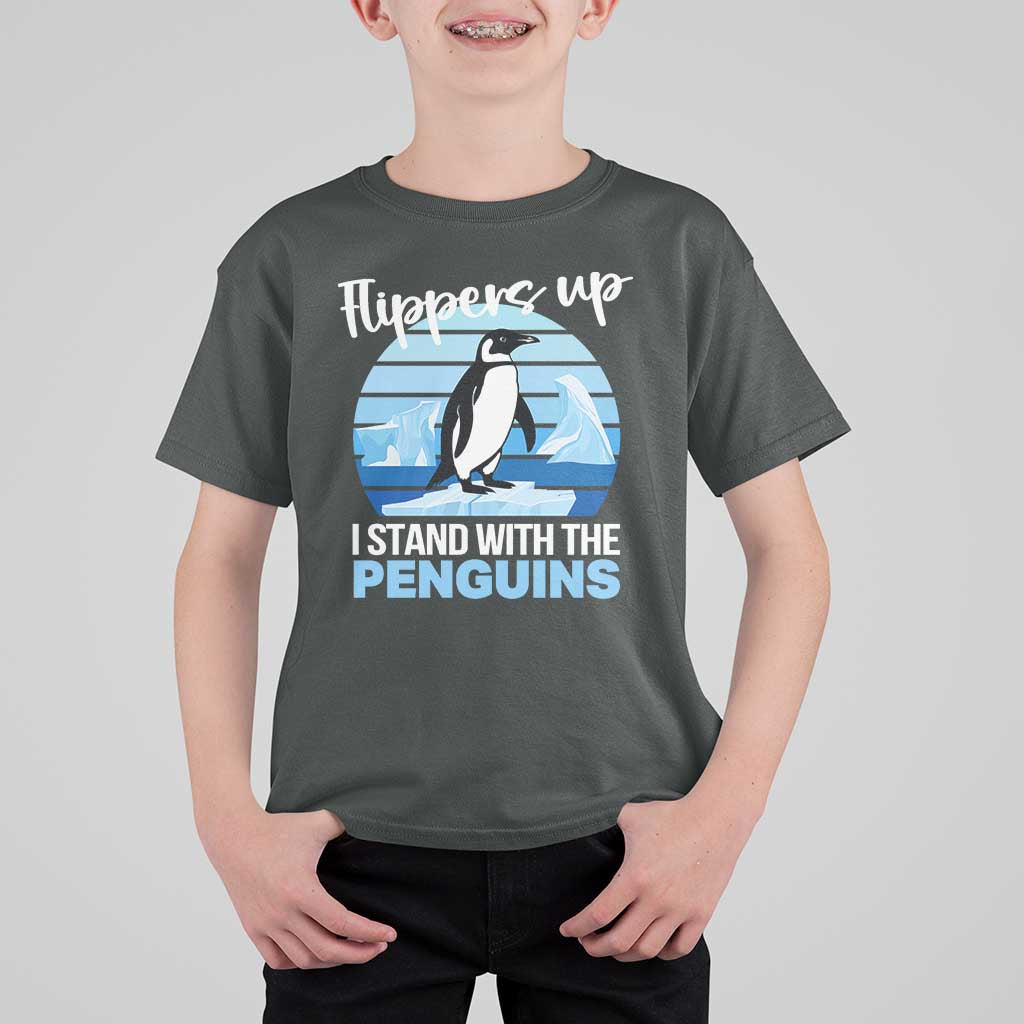 Funny Penguin Resist T Shirt For Kid Flippers Up I Stand With The Penguins