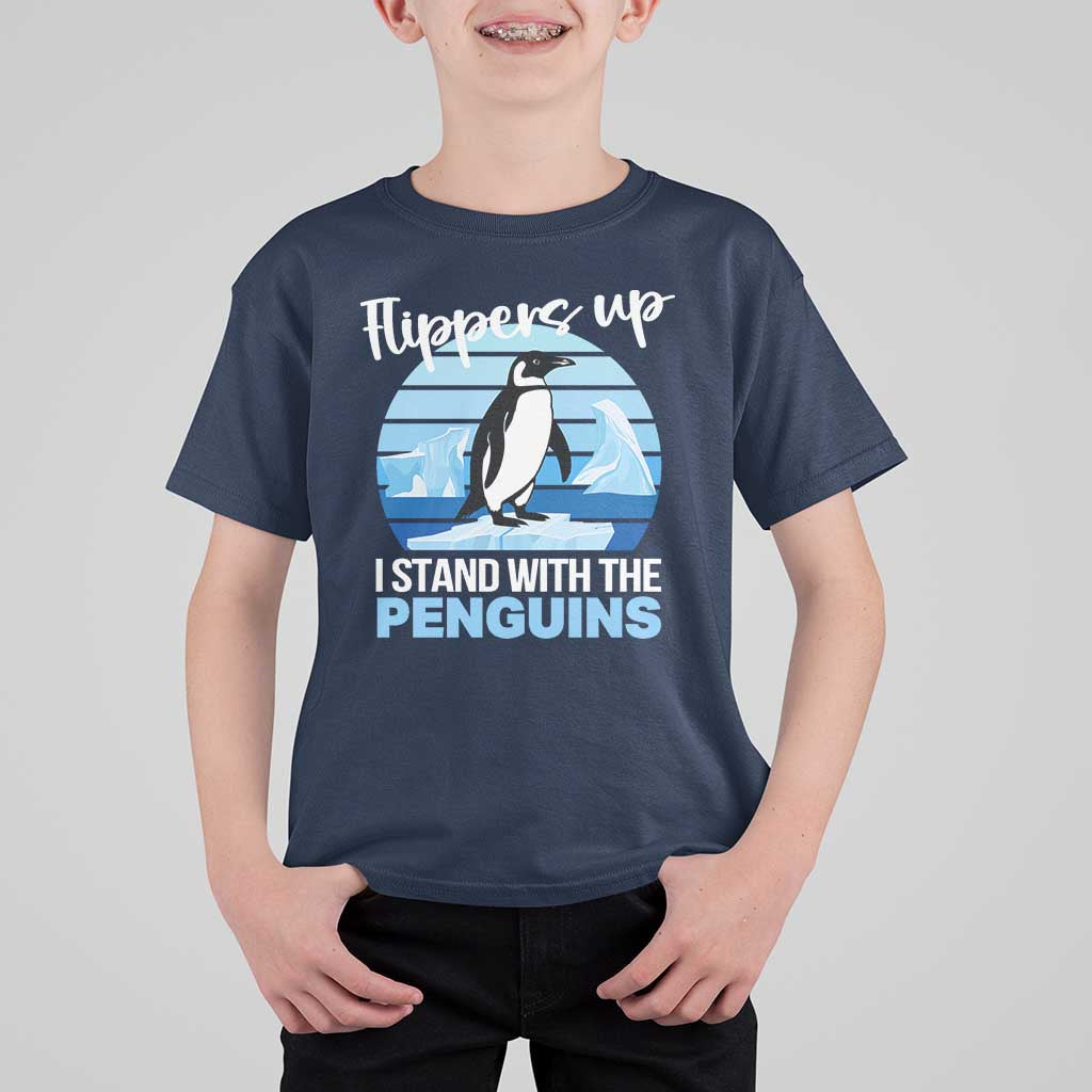 Funny Penguin Resist T Shirt For Kid Flippers Up I Stand With The Penguins