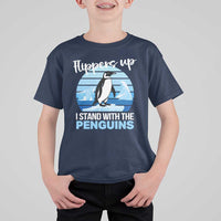 Funny Penguin Resist T Shirt For Kid Flippers Up I Stand With The Penguins