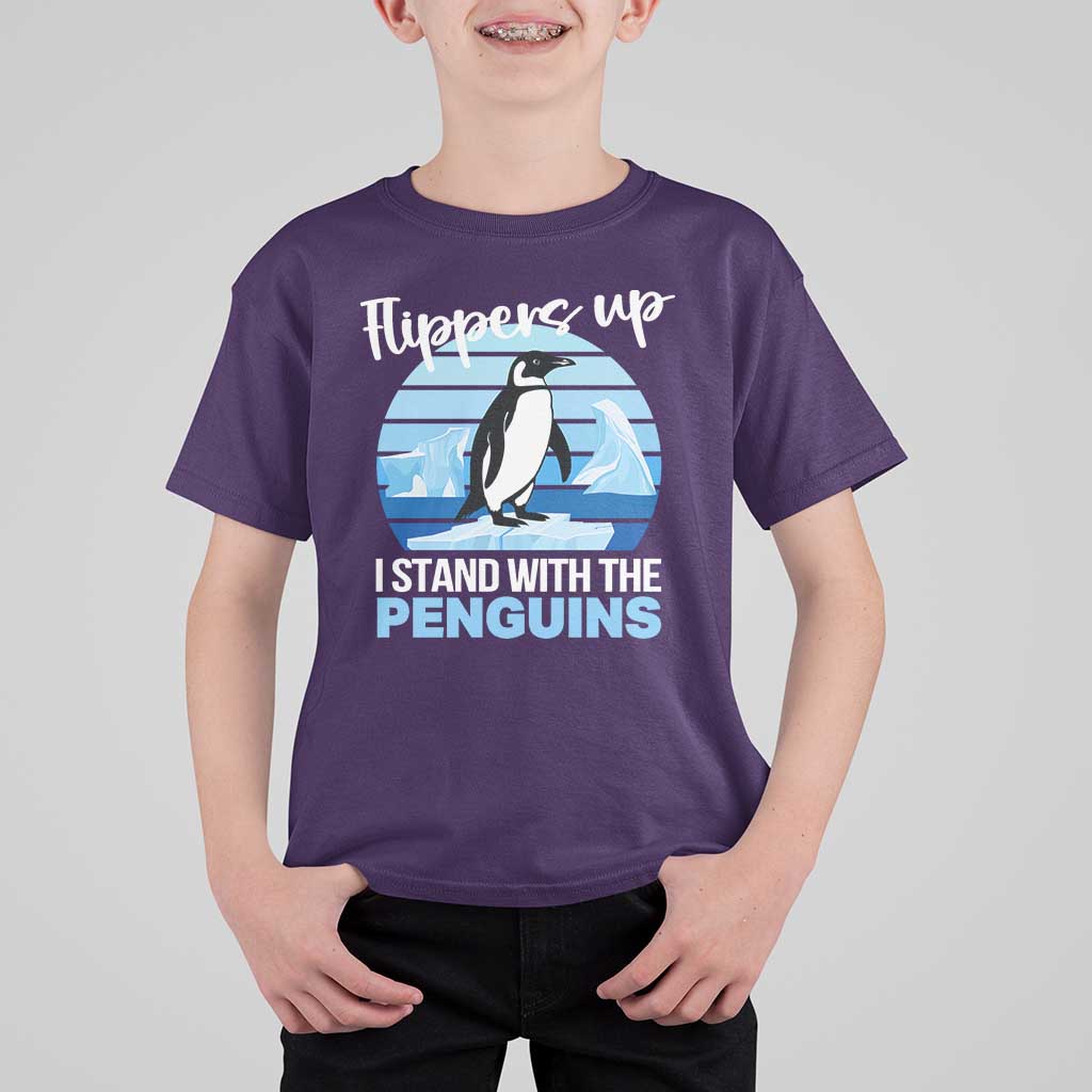 Funny Penguin Resist T Shirt For Kid Flippers Up I Stand With The Penguins