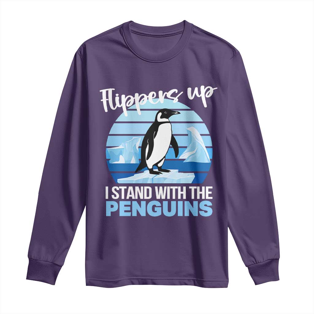 Funny Penguin Resist Long Sleeve Shirt Flippers Up I Stand With The Penguins