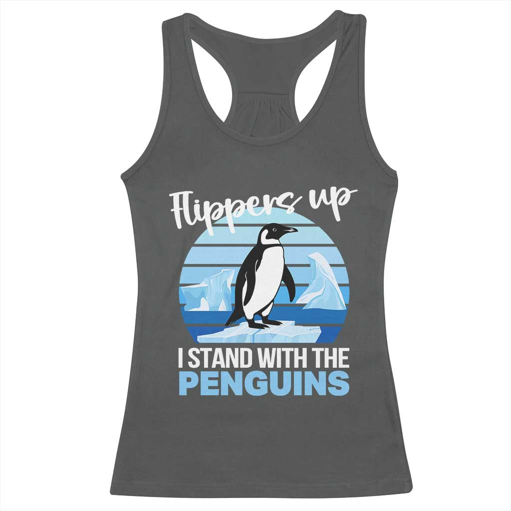 Funny Penguin Resist Racerback Tank Top Flippers Up I Stand With The Penguins